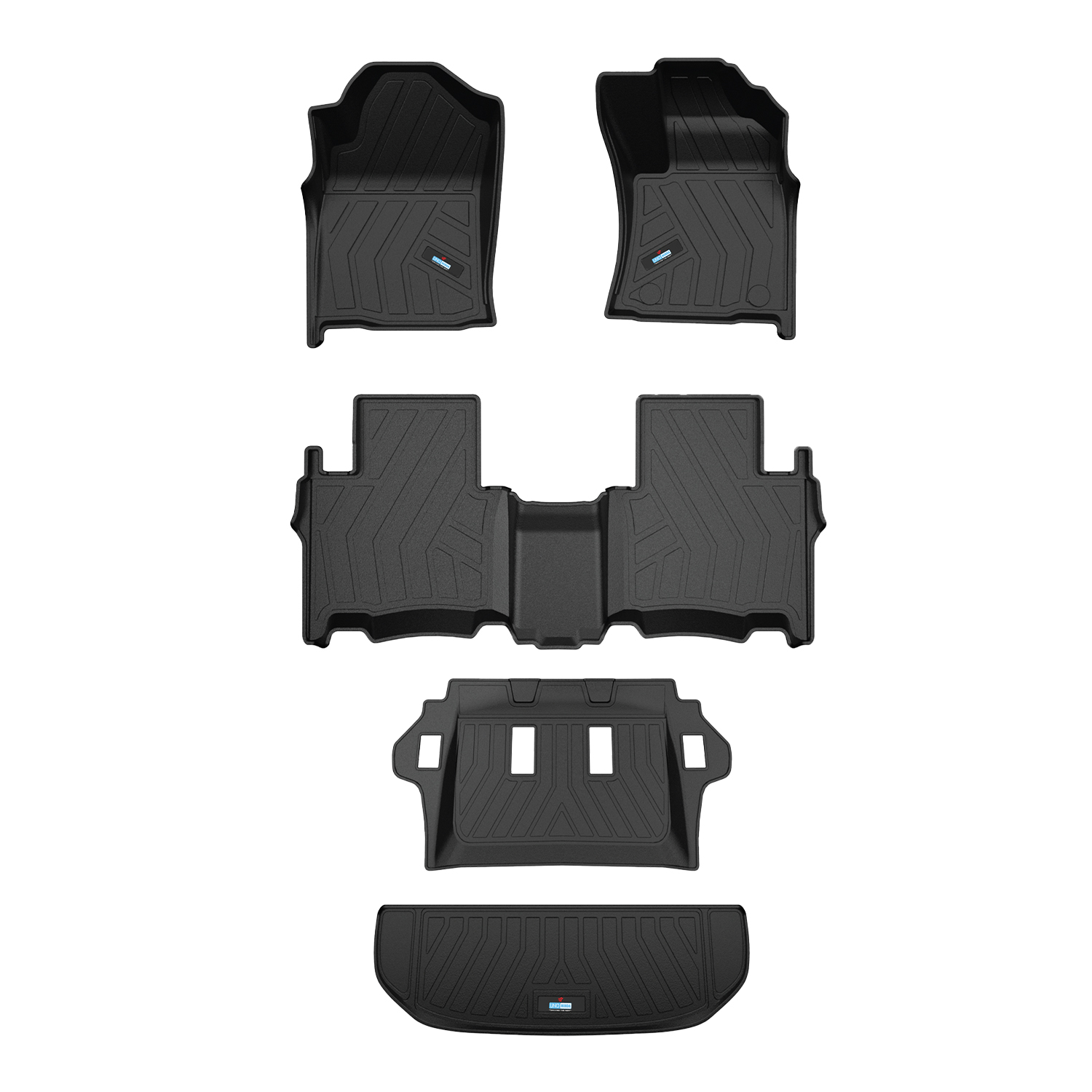 Uno Minda Lifetime 5D Car Mats 5 Piece (4 Row With Boot) For Toyota Fortuner/ Crysta 2nd Gen May 2016 - Onwards  | Anti Slip | All Weather Mats | 100% Waterproof & Washable | Custom Fit UNO-MATS-FRTNR /CRT-16-MT